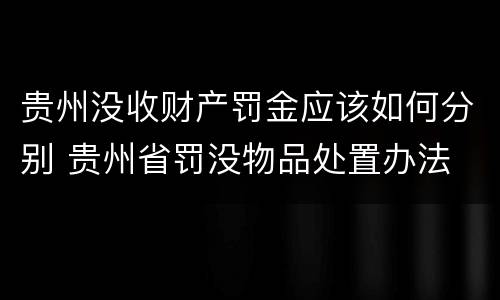 贵州没收财产罚金应该如何分别 贵州省罚没物品处置办法