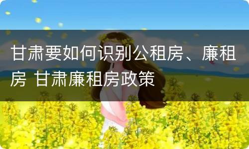 甘肃要如何识别公租房、廉租房 甘肃廉租房政策