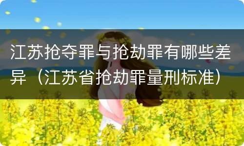江苏抢夺罪与抢劫罪有哪些差异（江苏省抢劫罪量刑标准）