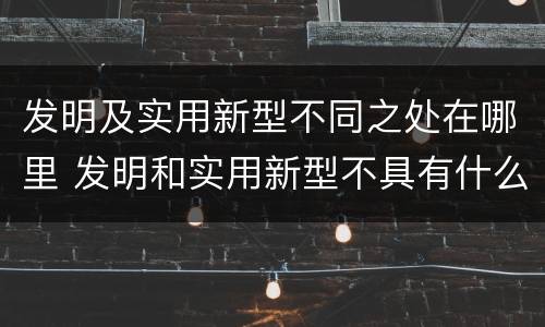 发明及实用新型不同之处在哪里 发明和实用新型不具有什么特性
