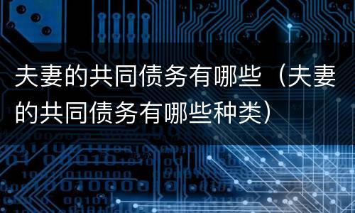 夫妻的共同债务有哪些（夫妻的共同债务有哪些种类）