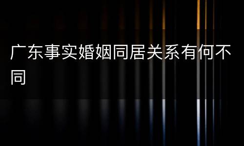 广东事实婚姻同居关系有何不同