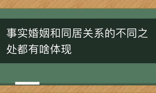 事实婚姻和同居关系的不同之处都有啥体现