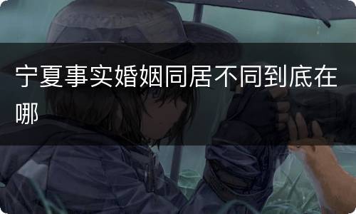 宁夏事实婚姻同居不同到底在哪