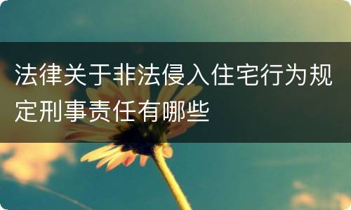 法律关于非法侵入住宅行为规定刑事责任有哪些