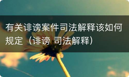 有关诽谤案件司法解释该如何规定（诽谤 司法解释）