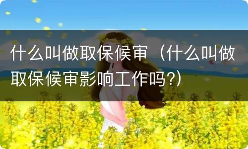 什么叫做取保候审（什么叫做取保候审影响工作吗?）