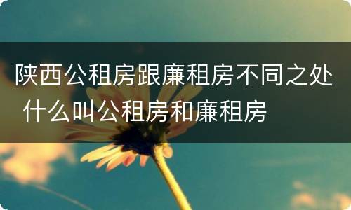 陕西公租房跟廉租房不同之处 什么叫公租房和廉租房