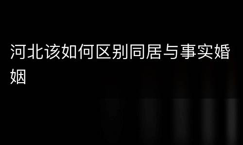 河北该如何区别同居与事实婚姻