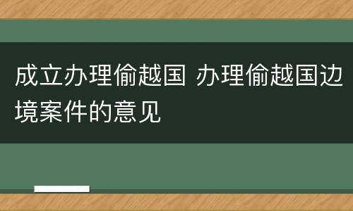 成立办理偷越国 办理偷越国边境案件的意见