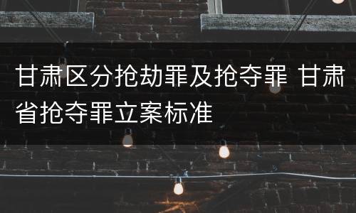 甘肃区分抢劫罪及抢夺罪 甘肃省抢夺罪立案标准