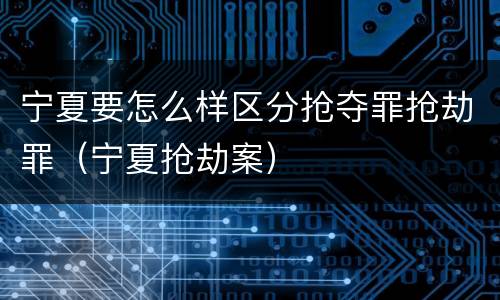 宁夏要怎么样区分抢夺罪抢劫罪（宁夏抢劫案）
