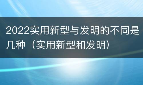 2022实用新型与发明的不同是几种（实用新型和发明）