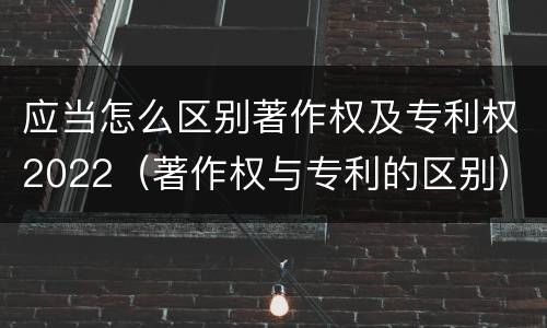 应当怎么区别著作权及专利权2022（著作权与专利的区别）