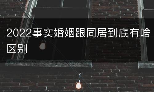 2022事实婚姻跟同居到底有啥区别