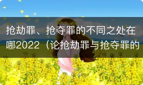 抢劫罪、抢夺罪的不同之处在哪2022（论抢劫罪与抢夺罪的界限）