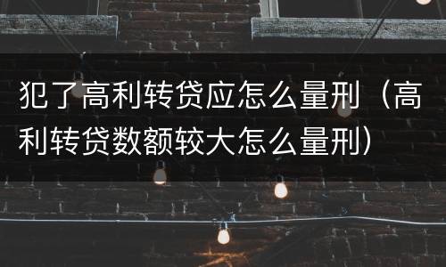 犯了高利转贷应怎么量刑（高利转贷数额较大怎么量刑）