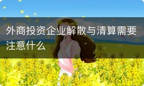 外商投资企业解散与清算需要注意什么