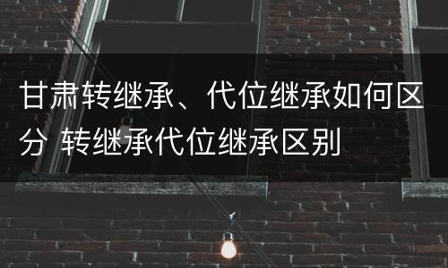 甘肃转继承、代位继承如何区分 转继承代位继承区别
