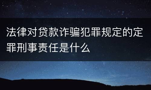 法律对贷款诈骗犯罪规定的定罪刑事责任是什么