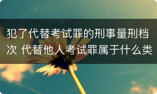 犯了代替考试罪的刑事量刑档次 代替他人考试罪属于什么类犯罪