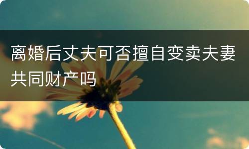 离婚后丈夫可否擅自变卖夫妻共同财产吗
