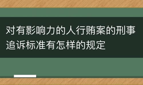 对有影响力的人行贿案的刑事追诉标准有怎样的规定