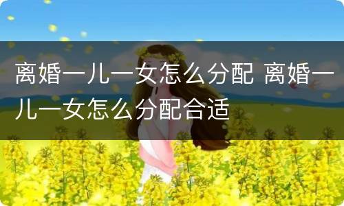 离婚一儿一女怎么分配 离婚一儿一女怎么分配合适