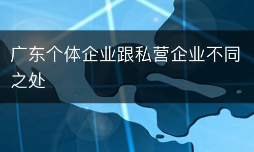 广东个体企业跟私营企业不同之处