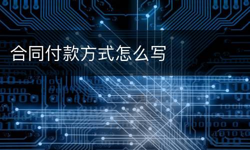 合同付款方式怎么写