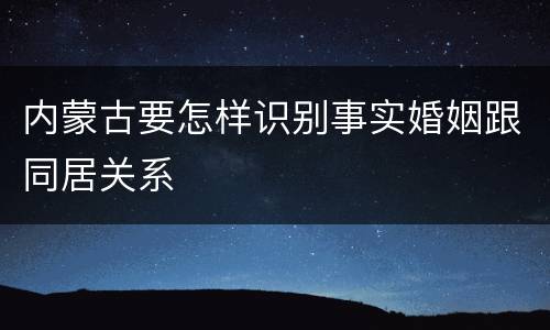 内蒙古要怎样识别事实婚姻跟同居关系