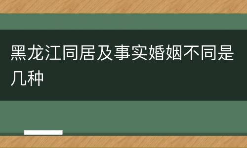 黑龙江同居及事实婚姻不同是几种