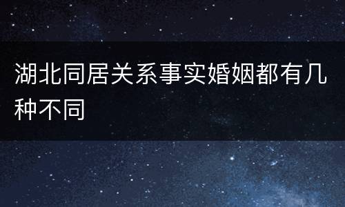 湖北同居关系事实婚姻都有几种不同