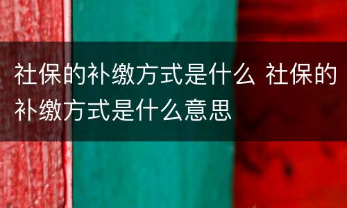 社保的补缴方式是什么 社保的补缴方式是什么意思