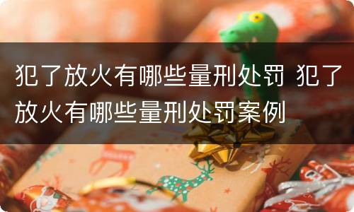 犯了放火有哪些量刑处罚 犯了放火有哪些量刑处罚案例
