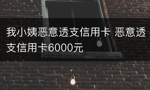 我小姨恶意透支信用卡 恶意透支信用卡6000元