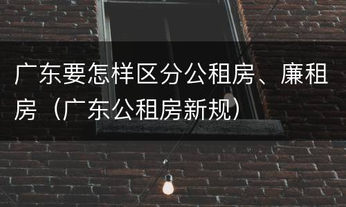 广东要怎样区分公租房、廉租房（广东公租房新规）