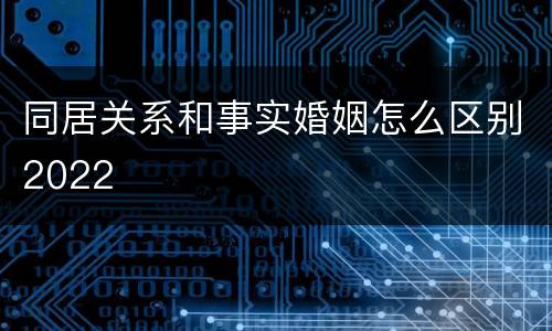 同居关系和事实婚姻怎么区别2022