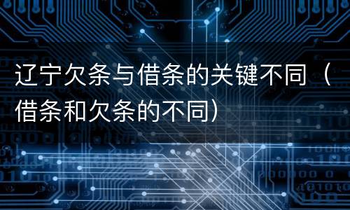辽宁欠条与借条的关键不同（借条和欠条的不同）