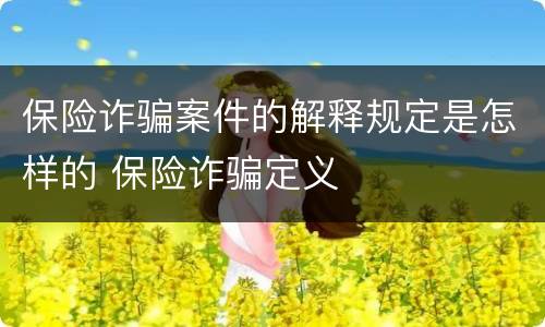 保险诈骗案件的解释规定是怎样的 保险诈骗定义