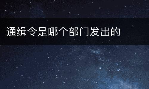 通缉令是哪个部门发出的