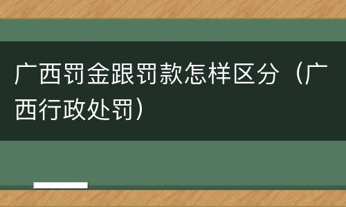 广西罚金跟罚款怎样区分（广西行政处罚）