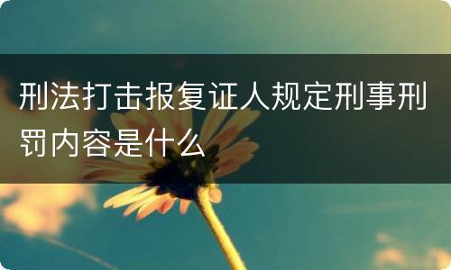 刑法打击报复证人规定刑事刑罚内容是什么