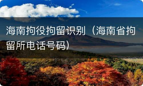 海南拘役拘留识别（海南省拘留所电话号码）