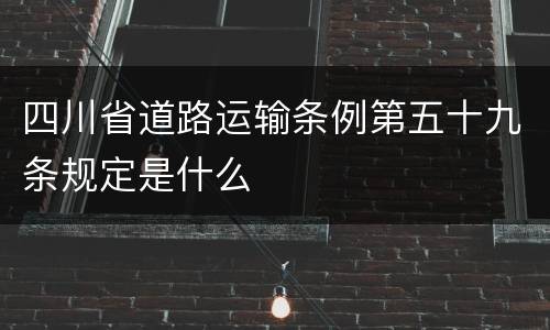 四川省道路运输条例第五十九条规定是什么
