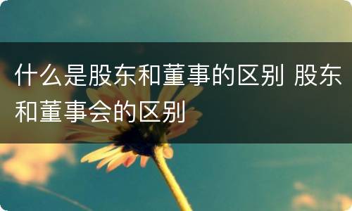 什么是股东和董事的区别 股东和董事会的区别