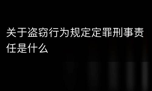 关于盗窃行为规定定罪刑事责任是什么