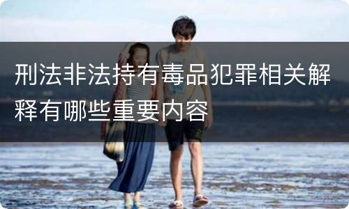 刑法非法持有毒品犯罪相关解释有哪些重要内容