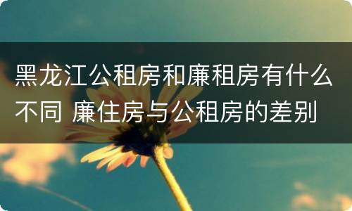 黑龙江公租房和廉租房有什么不同 廉住房与公租房的差别