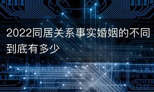 2022同居关系事实婚姻的不同到底有多少